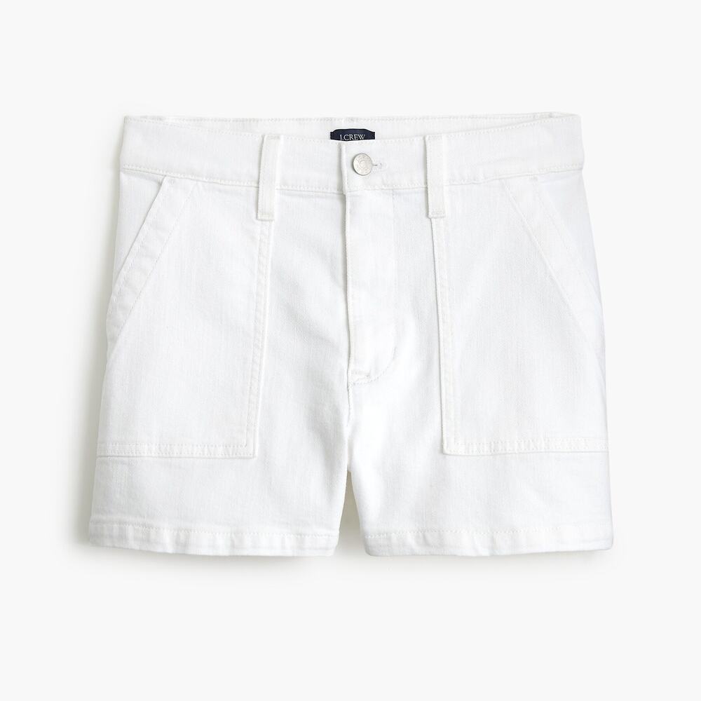 J. Crew Cotton Blend High Rise Utility Denim Jean Short White Womens Size 32 NWT